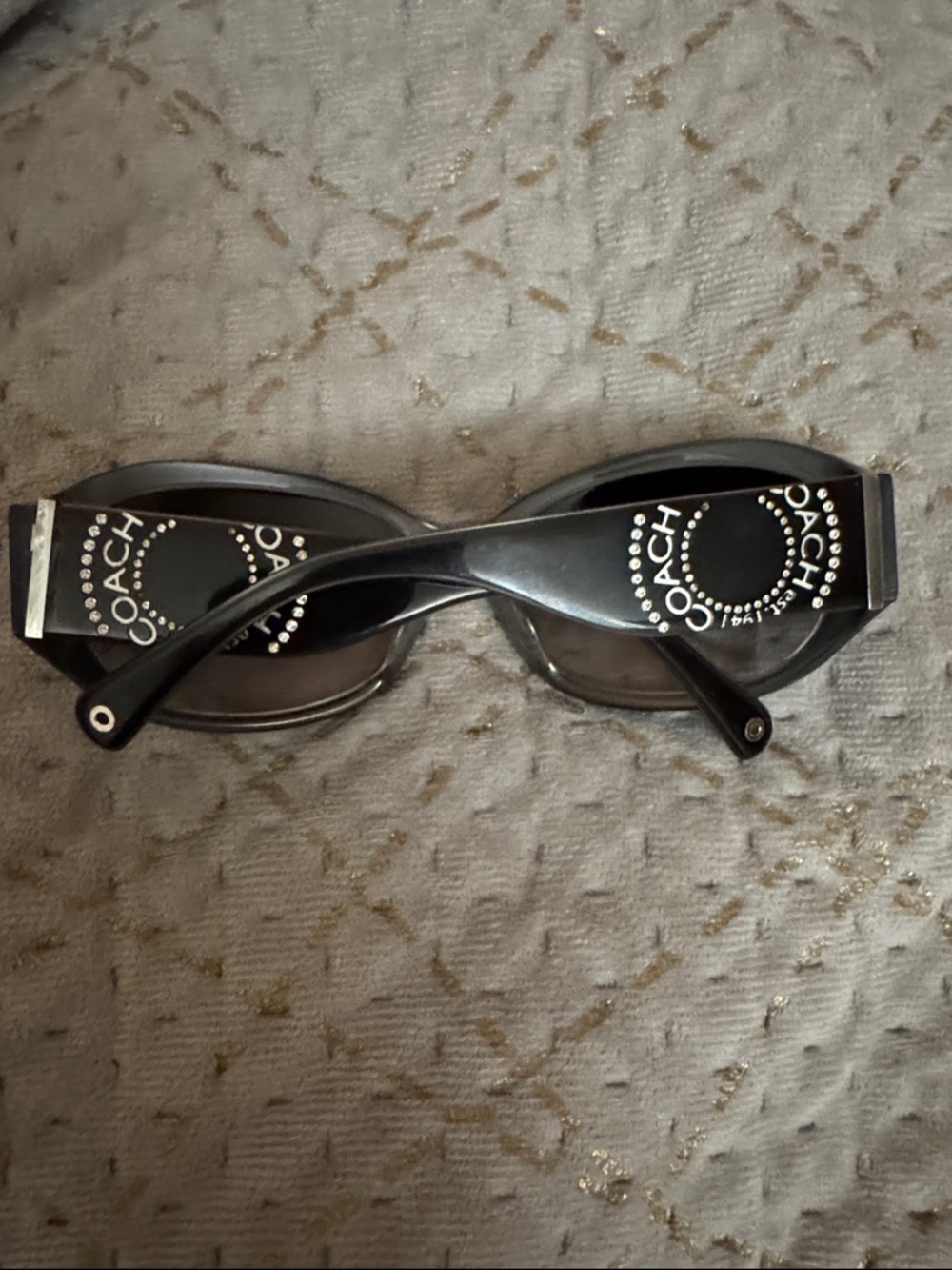 Coach Black Women's Logo Sunglasses with Rhinestone Accents